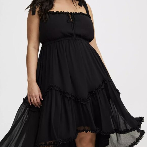 Torrid Dresses & Skirts - TORRID DEEP BLACK HIGH LOW TIE DETAIL DRESS 2 2X 18 20